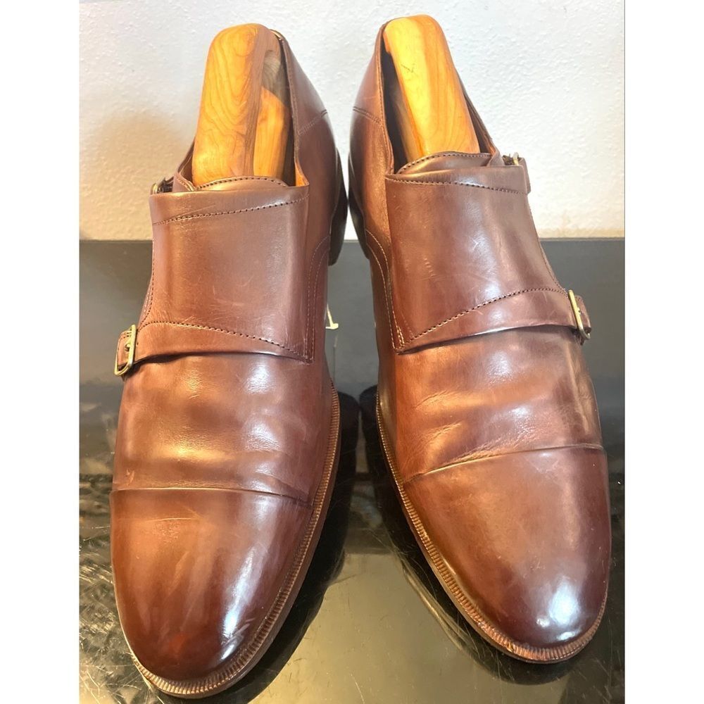 Johnston & Murphy Nolen Double Monk Cap Toe Brown Leather Men’s Loafers Shoes 9M